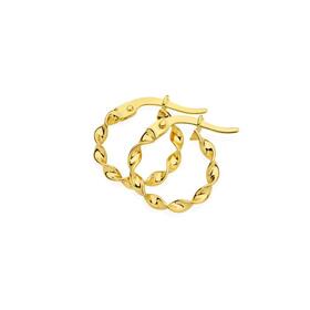 9ct+Gold+2x10mm+Ribbon+Twist+Hoop+Earrings