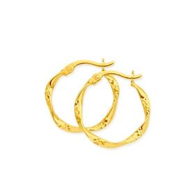 9ct-Gold-2x15mm-Twist-Hoop-Earrings on sale