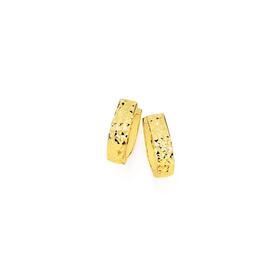9ct+Gold+Diamond-Cut+Huggie+Earrings