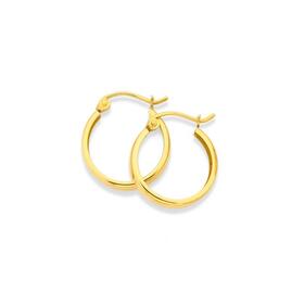 9ct+Gold+12mm+Flat+Hoop+Earrings