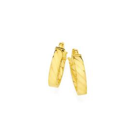 9ct-Gold-10mm-Square-Tube-Flat-Twist-Hoop-Earrings on sale