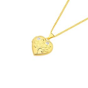 9ct+Gold+Two+Tone+15mm+Diamond-set+Heart+Locket