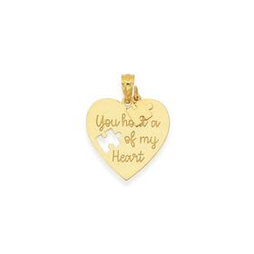 9ct+Gold+18mm+Puzzle+Message+Heart+Plate+Pendant