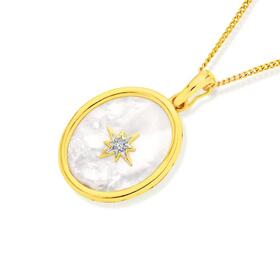 9ct-Gold-White-Mother-of-Pearl-Oval-Enhancer-Pendant on sale