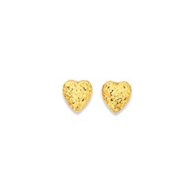 9ct-Gold-Diamond-cut-Heart-Stud-Earrings on sale