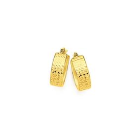 9ct+Gold+6x15mm+Diamond-cut+Hoop+Earrings