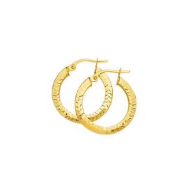 9ct+Gold+15mm+Square+Tube+Hoop+Earrings