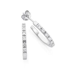 Silver-15mm-Fine-CZ-Half-Hoop-Earrings on sale