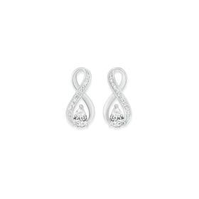 Sterling+Silver+Cubic+Zirconia+Infinity+Studs