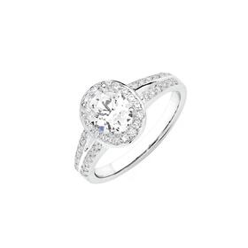 Silver-Oval-CZ-Cluster-Ring on sale