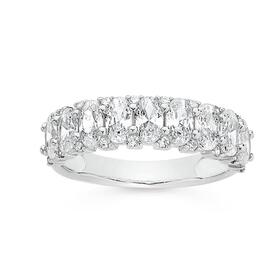 Sterling+Silver+10+Oval+Cubic+Zirconia+Anniversary+Ring