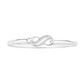 Sterling+Silver+Cubic+Zirconia+Infinity+Clip+Bangle
