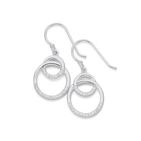 Sterling+Silver+Cubic+Zirconia+Interlocking+Circles+Earrings