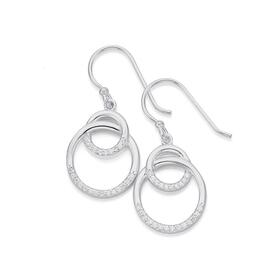 Silver-CZ-Interlocking-Circles-Earrings on sale