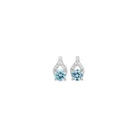 Silver+Blue+CZ+Wishbone+Style+Stud+Earrings