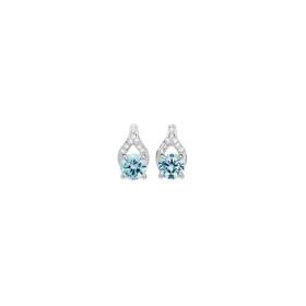 Sterling-Silver-Blue-Cubic-Zirconia-Wishbone-Style-Stud-Earrings on sale
