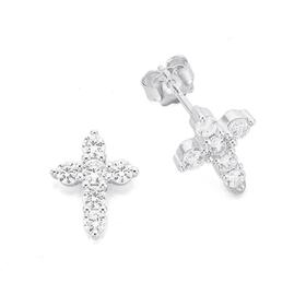 Sterling-Silver-Cubic-Zirconia-Cross-Stud-Earrings on sale