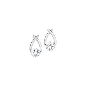 Silver+Solitaire+CZ+Wishbone+Stud+Earrings