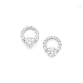 Sterling+Silver+CZ+Circle+Earrings