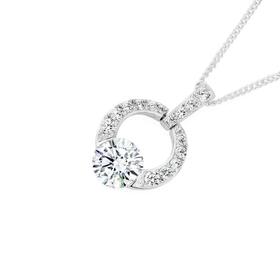 Sterling-Silver-Large-Cubic-Zirconia-On-Cubic-Zirconia-Circle-Pendant on sale