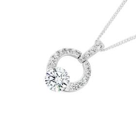 Silver-Large-CZ-On-Cubic-Zirconia-Circle-Pendant on sale