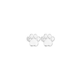 Silver-Paw-Print-Stud-Earrings on sale
