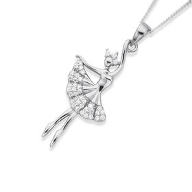 Sterling+Silver+Cubic+Zirconia+Pave+Ballerina+Pendant