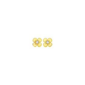 9ct-Gold-CZ-Flower-Stud-Earrings on sale