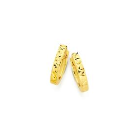 9ct-Gold-2x8mm-Diamond-Cut-Front-Square-Tube-Huggie-Earrings on sale