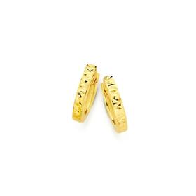 9ct-Gold-2x8mm-Diamond-cut-Front-Square-Tube-Huggie-Earrings on sale