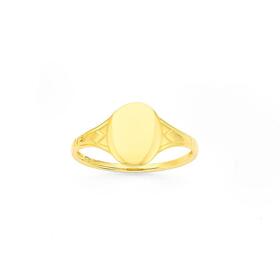9ct+Gold+Oval+Kids+Signet+Ring