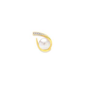 9ct-Cultured-Freshwater-Pearl-Diamond-Pendant on sale