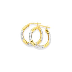 9ct-Gold-Two-Tone-25x15mm-Striped-Hoop-Earrings on sale