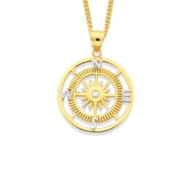 9ct-Gold-Two-Tone-Compass-Mens-Pendant on sale