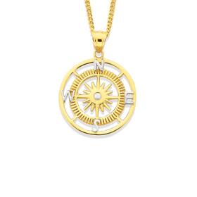 9ct-Gold-Two-Tone-Compass-Gents-Pendant on sale