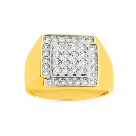9ct-Gold-Diamond-Square-Frame-Gents-Ring on sale