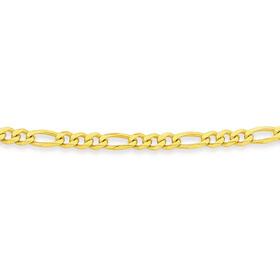 9ct+Gold+55cm+Solid+Figaro+3%2B1+Chain