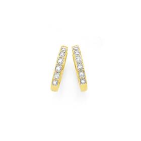 9ct+Gold+Diamond+Huggie+Earrings