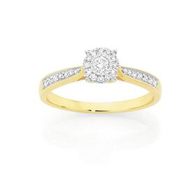 9ct+Gold+Diamond+Engagement+Ring