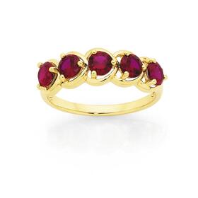 9ct-Gold-Created-Ruby-Ring on sale