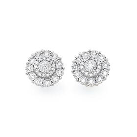 9ct-Gold-Two-Tone-Diamond-Cluster-Stud-Earrings on sale
