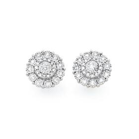 9ct-Gold-Two-Tone-Diamond-Cluster-Stud-Earrings on sale