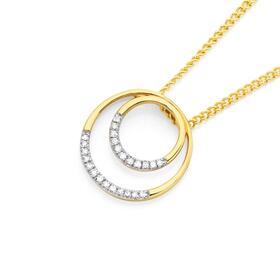 9ct-Gold-Diamond-Double-Circle-Pendant on sale