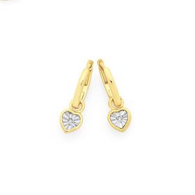 9ct-Two-Tone-Gold-Diamond-Heart-Drop-Huggie-Earrings on sale
