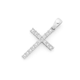 9ct-White-Gold-Diamond-Cross-Pendant on sale