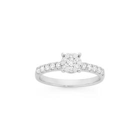 9ct-White-Gold-Diamond-Cluster-Ring on sale