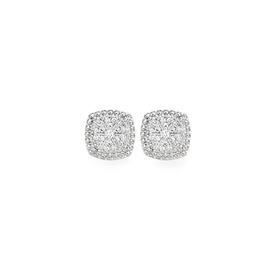 9ct-White-Gold-Diamond-Cushion-Cluster-Stud-Earrings on sale