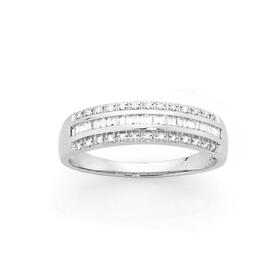 9ct-White-Gold-Diamond-Three-Row-Dress-Band on sale