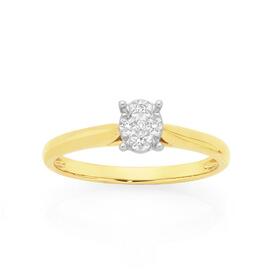 9ct-Gold-Diamond-Oval-Shape-Ring on sale