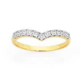 9ct+Gold+Diamond+%22V%22+Shape+Band